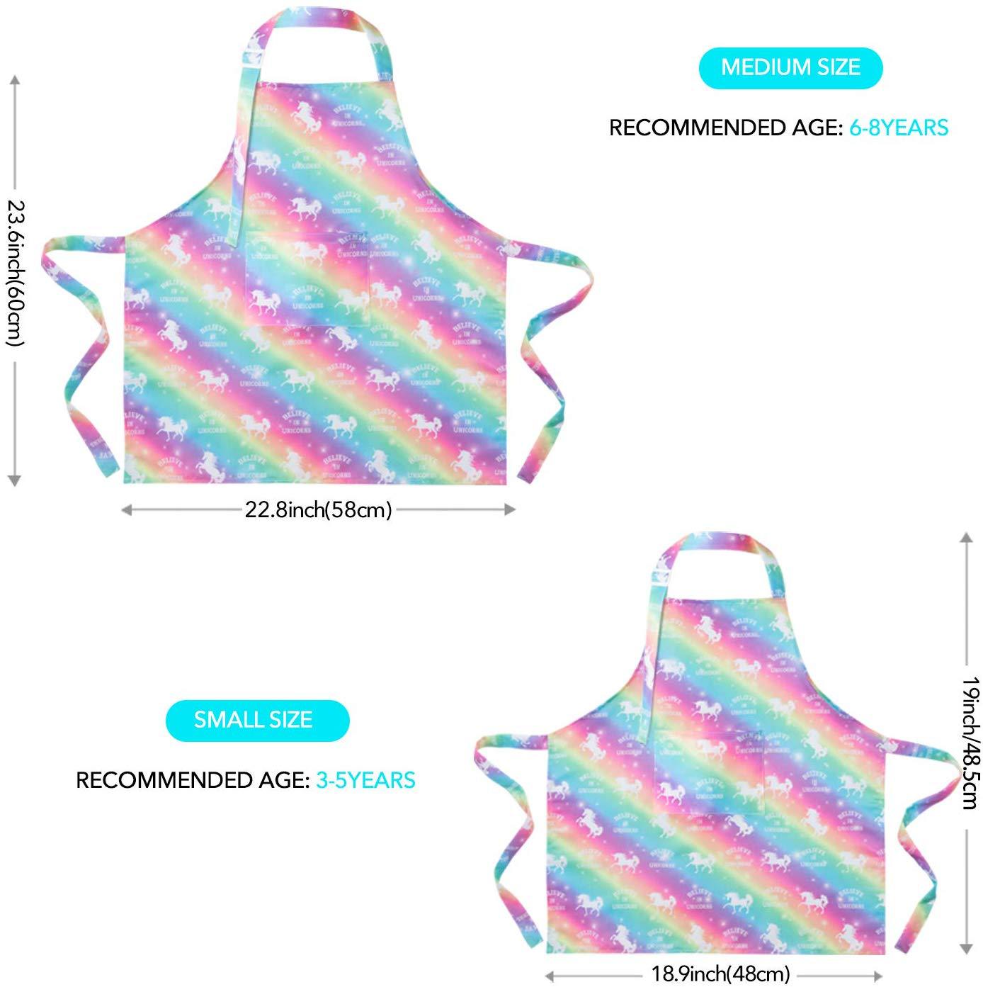 ins风彩虹独角兽儿童围裙可调节防污绘画围裙