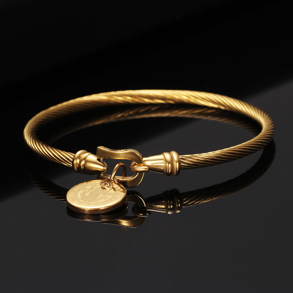 Plating Design Vintage Style Jesus Stainless Steel Plating Unisex Bangle