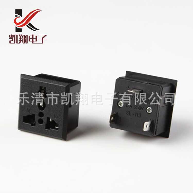厂家直销AC插座 AC-113卡式多功能品字机柜转换插座 三孔器具插座