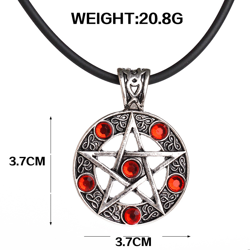 Hot Sale Retro Satan Logo Pentagram Diamond Pendant Necklace Wholesale Nihaojewelry display picture 1