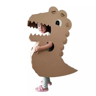纸箱恐龙可穿模型制作幼儿园儿童创意手工DIY瓦楞纸玩具抖音玩具|ru