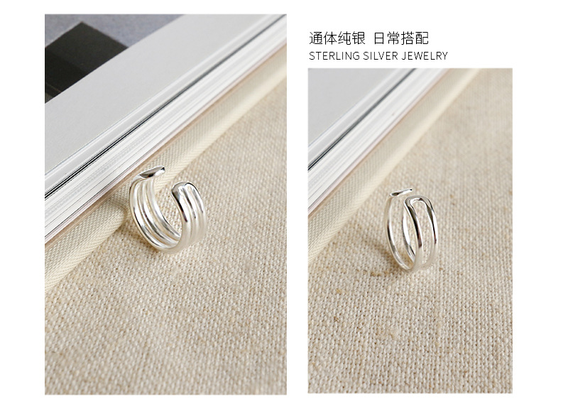 Korean S925 Sterling Silver Simple Three Layer Ear Clip display picture 4