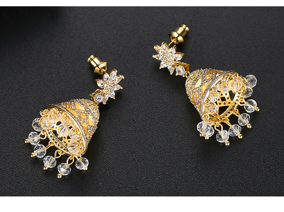 Jinsesuoxing Boucles D'oreilles Micro Incrusté De Zirconium Trois-dimensions Vent Carillons Vintage Cour Style Boucles D'oreilles Européen Et Américain Femelle Boucles D'oreilles display picture 5