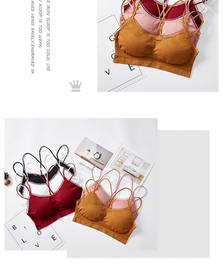 2020 new cross-shaped beauty back halter bra, sexy strapless anti-glare underwear, no steel ring fishwire sports bra detail image 11