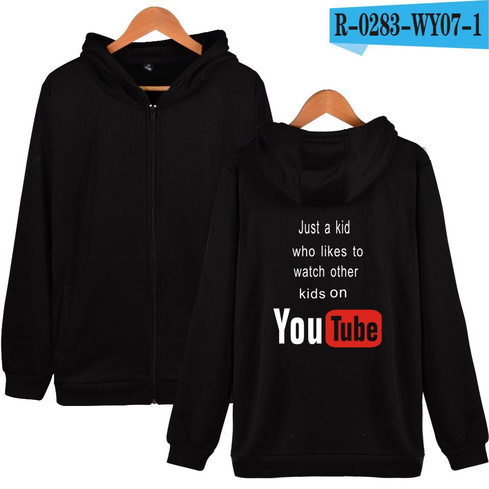 Pull à capuche hommes et femmes Youtube zippé - Ref 3423552 Image 7