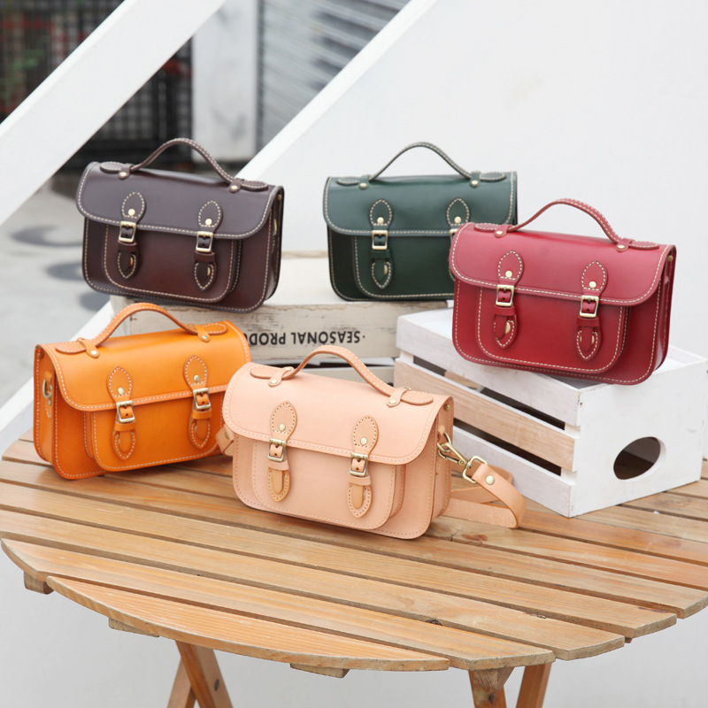 2020 new pattern Original Retro Vegetable tanned leather genuine leather cowhide manual messenger bag Cambridge package Messenger Female bag