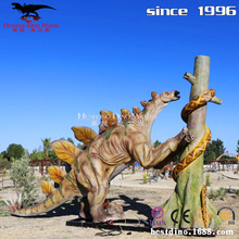 機械電動恐龍展示廳仿真古生物模型 劍龍推樹 仿真恐龍模型制作.