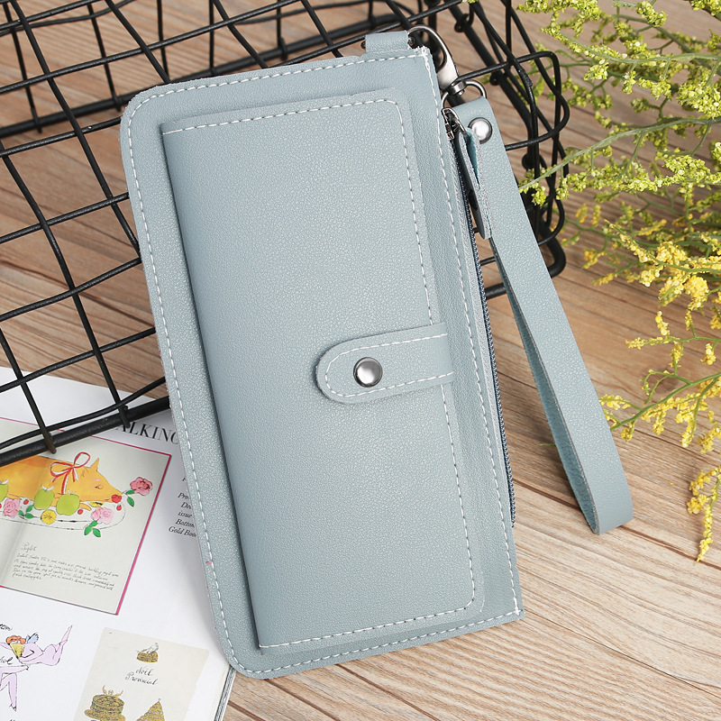 116g Weight Zipper Closure Type Business, Travel Occasion Pu Leather Material Solid Color Pattern Women'S Gender Square Shape Light Grey, Dark Grey, Rose Red, Pink, Red, Green, Blue, Gold, Black Color Fashion Multi-function Zipper Multi-card Buckle Wallet 12