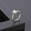 Fashionable design diamond golden ring, accessory, European style, light luxury style, internet celebrity, micro incrustation, 14 carat