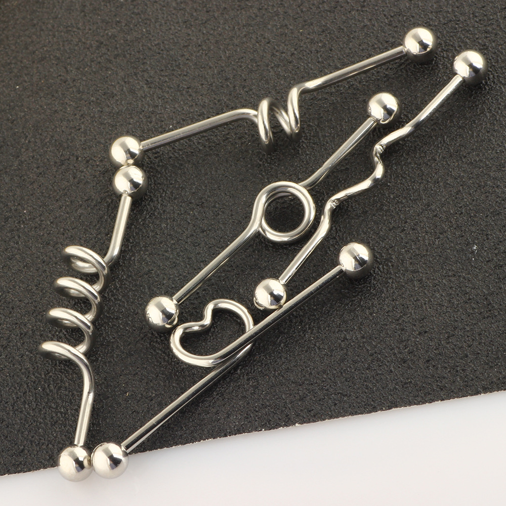 5-Piece Industrial Earring Set Long Rod Piercing Earrings Stainless Steel Ear Cartilage Jewelry Set detail image 16
