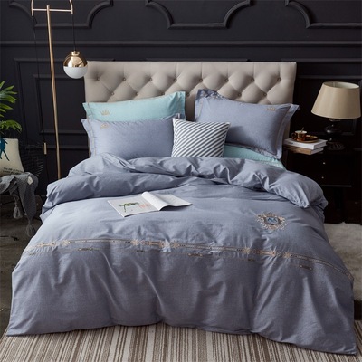 2019百分之百纯棉绣花工艺双人简约四件套批发零售礼品团购