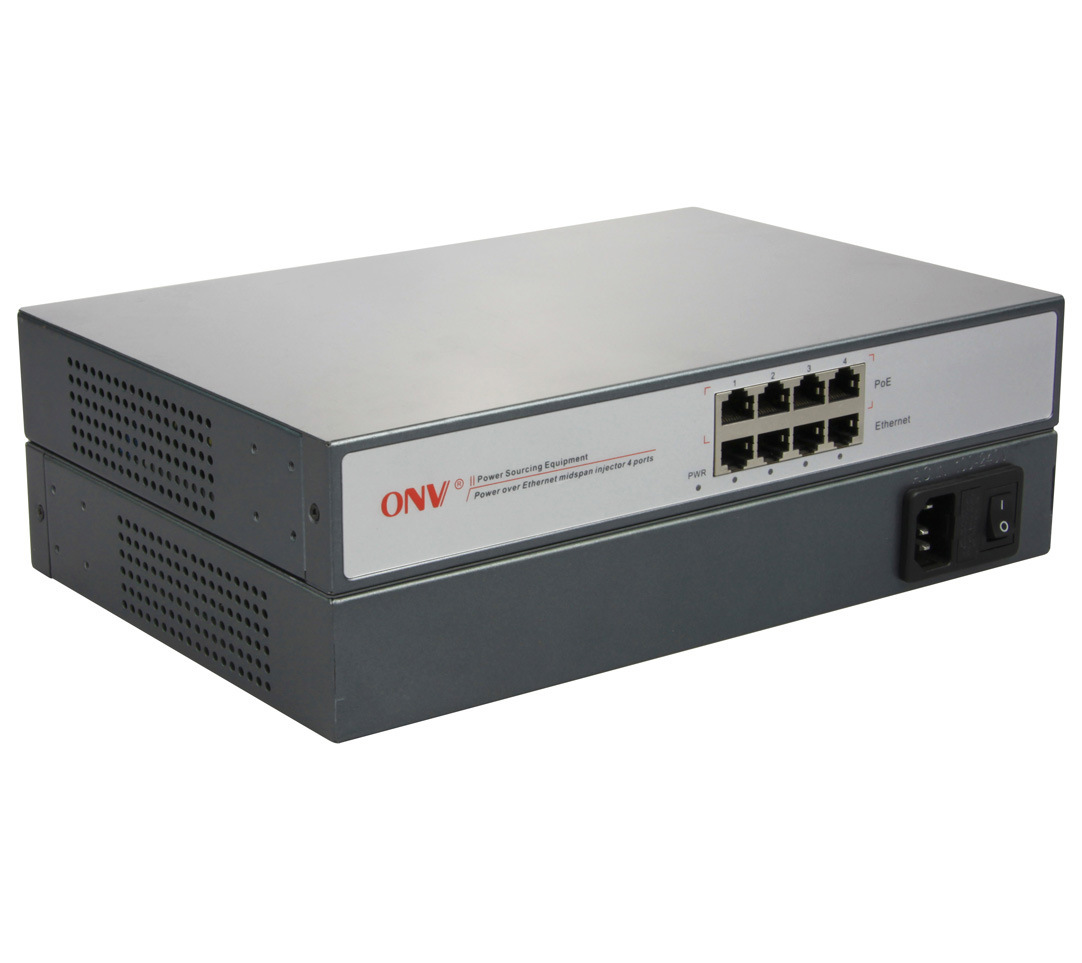 光网视4口大功率65W千兆POE集中供电器ONV-PSE3304