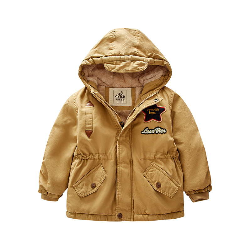 2019冬季儿童棉衣加绒加厚棉服3-8岁男童羽绒棉衣宝宝帅气小棉袄