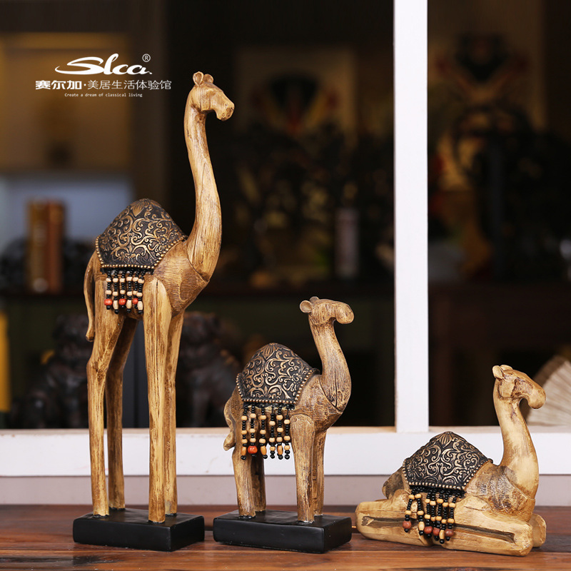 跨境西域骆驼礼品摆件酒店民宿创意软装饰品客厅办公室树脂工艺品