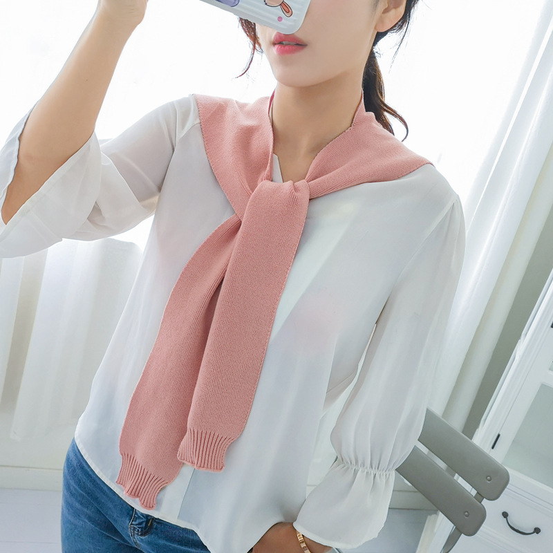 针织小披肩东大门空调披肩袖子搭肩假领绑带系带假领子