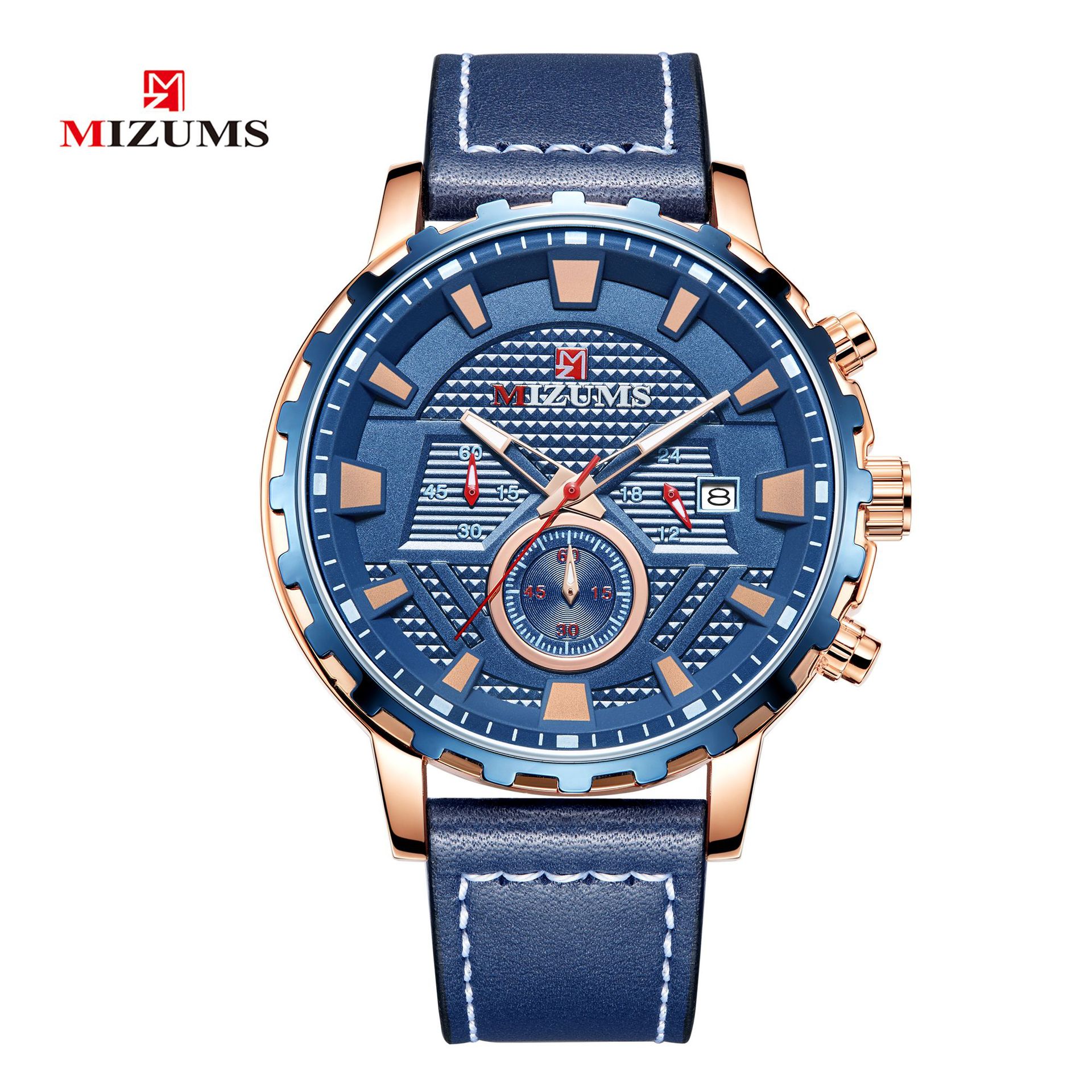 Relógio masculino esportivo de quartzo MIZUMS8035 com cinto de seis pinos e calendário empresarial_voghion.com