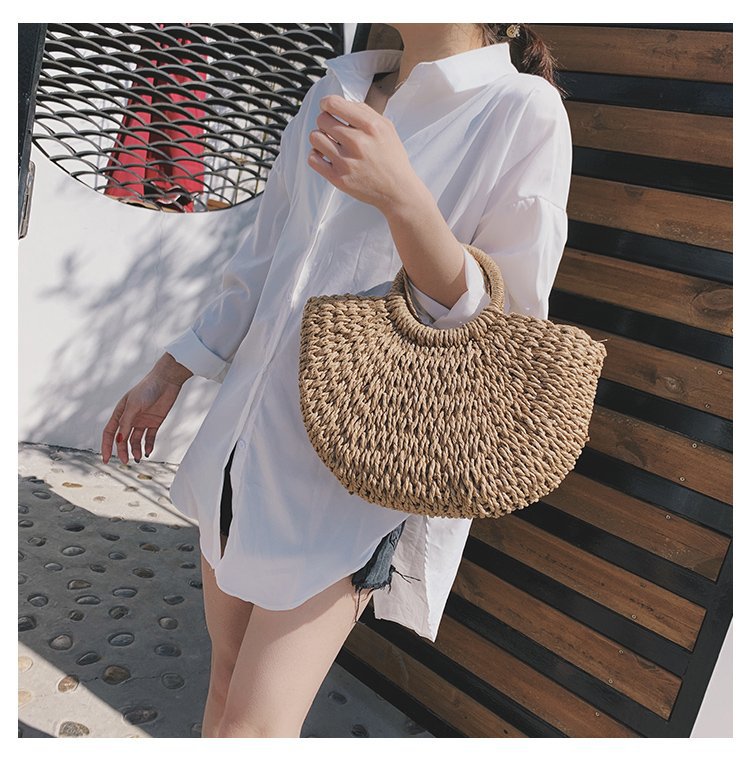 New Fashion Woven Bag Vacation Travel Bag Ladies Beach Bag Hand Ladle Shoulder Messenger Bag display picture 19