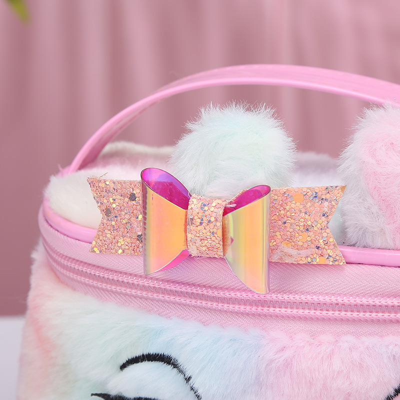 Wholesale of large-capacity cosmetic bags for cats and rabbits in foreign trade, pu leather cute hand-held bags, and storage bags for girls and children detail image 12