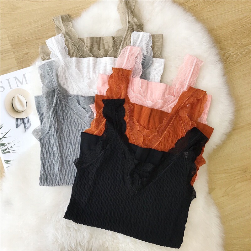 Japanese style fresh scheming vest camisole women's inner wear internet celebrity lace silk comfortable summer V-shaped beauty back outer wear Women
