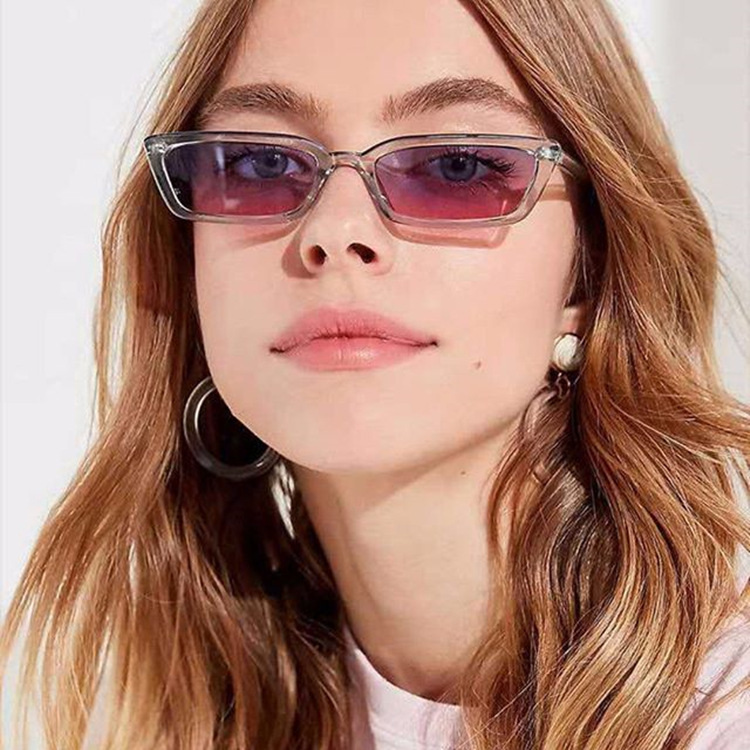 97033 transfronteriza plástico retro gato oreja gafas de sol Nueva moda europea y americana transparente color océano pieza pequeño marco gafas de sol