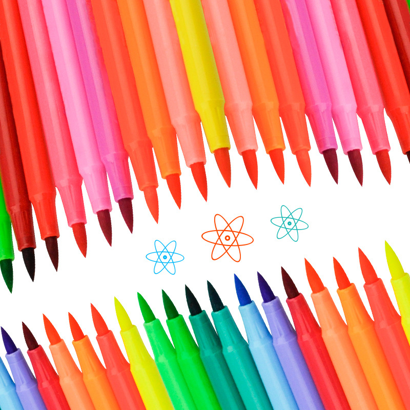 美术王国12色软头水彩笔小学生画画套装儿童幼儿园可水洗双头彩