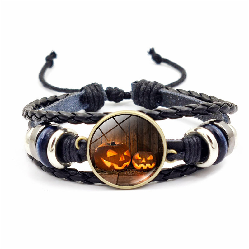 Halloween Demon Pumpkin Beaded Bracelet Retro Woven Accessory_voghion.com