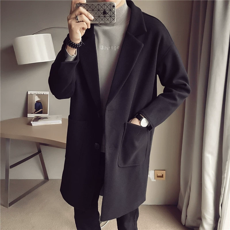 Деми-сезонное длинное trench coat, цветное шерстяное пальто, 2019 год, оверсайз, корейский стиль, плюс размер