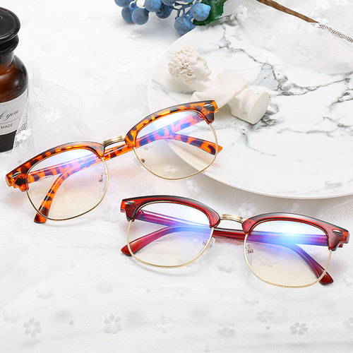 Anti-radiation blue light ultraviolet flat mirror glasses frame half frame retro rice nail myopia glasses frame trend