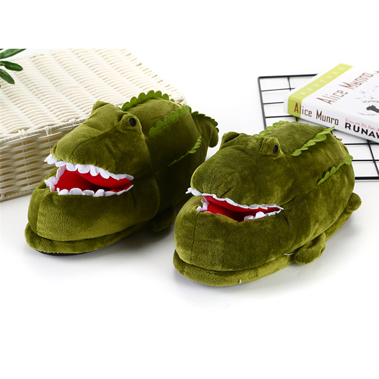 Neue Krokodil-Hausschuhe für den täglichen Bedarf im Winter, Plüsch-Hausschuhe für Paare, rutschfeste All-Inclusive-Hausschuhe für Erwachsene_voghion.com