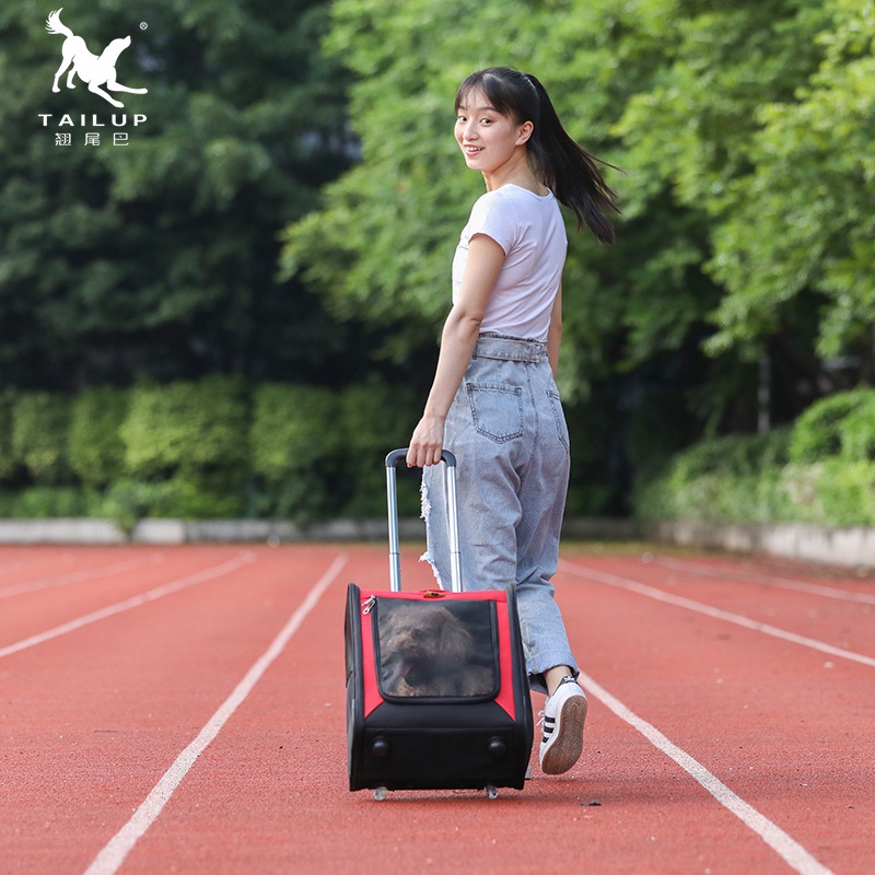 宠物箱包工厂牛津布双色猫狗拉杆箱 多功能外出用宠物旅行包新款