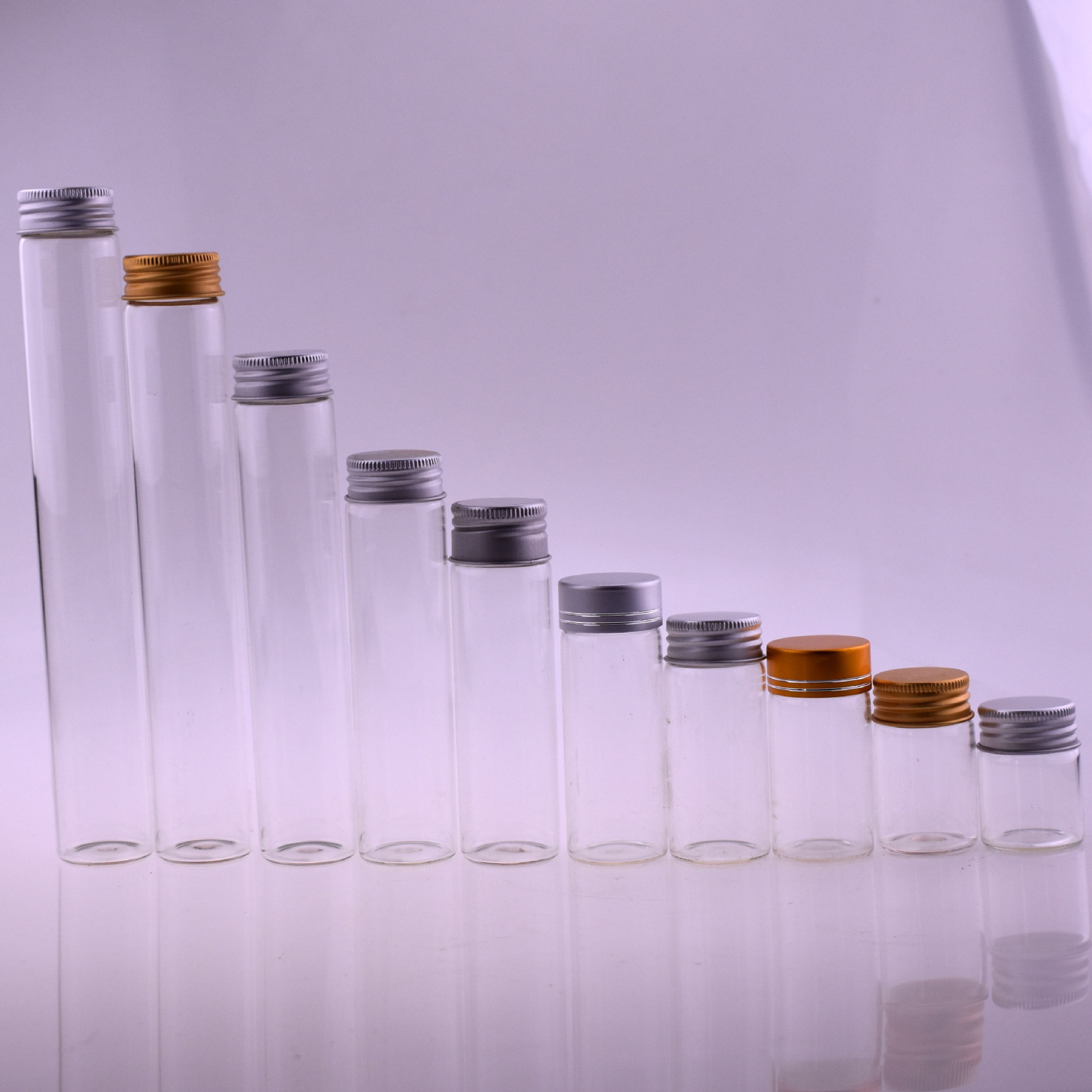 厂家批发 30系列螺口铝盖管制瓶 许愿瓶 胶囊瓶 高硼硅螺口玻璃瓶