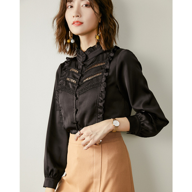 Autumn New Fashion Fashion Chiffon Shirt Long Sleeve Bottom Top