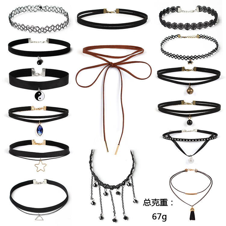 Fashion New Gothic Neckband Choker Collar Lace Necklace Set display picture 6