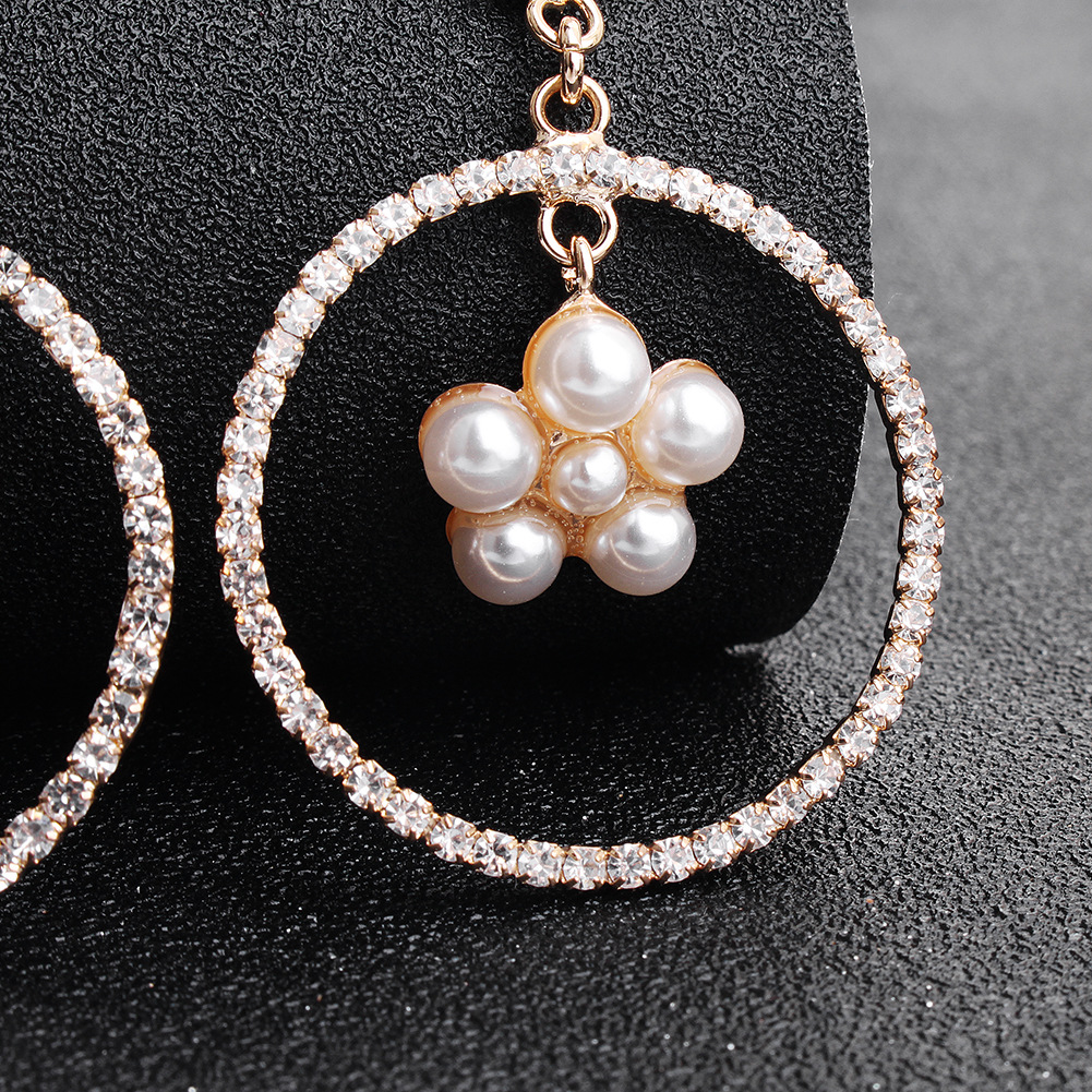 Fashion Exaggerated Retro Circle Pearl Diamond Earrings For Women Jewelry display picture 7