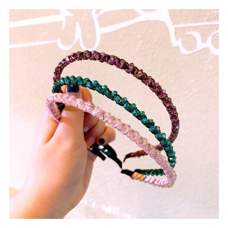 110g Weight Headwear Classification Festival Occasion Geometric Pattern Women'S Gender Retro Style Dark Blue, Pink, Purple, Green, Blue, Black Color Retro Rhinestone Crystal Fashion Headband 4