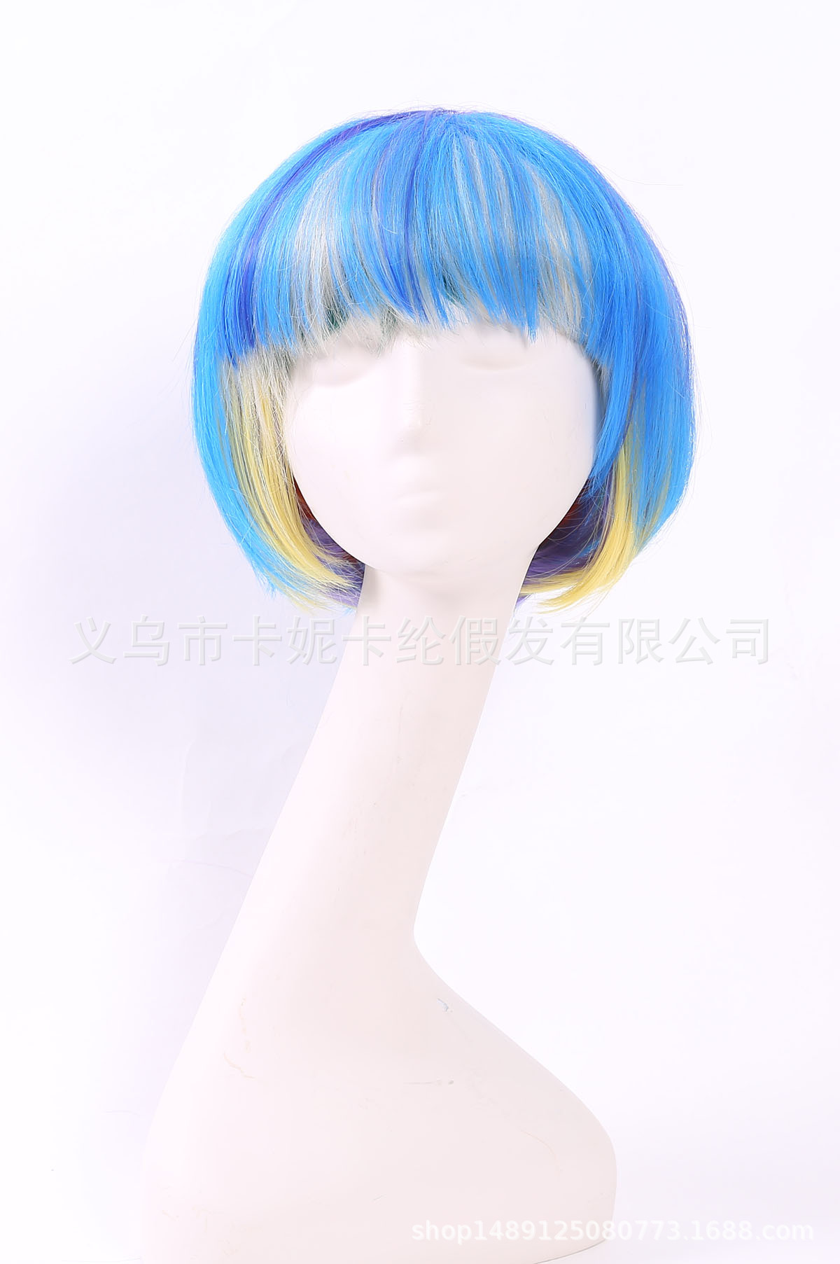 Bob estudiantes de cabello corto europeo y americano nuevo estilo azul cielo