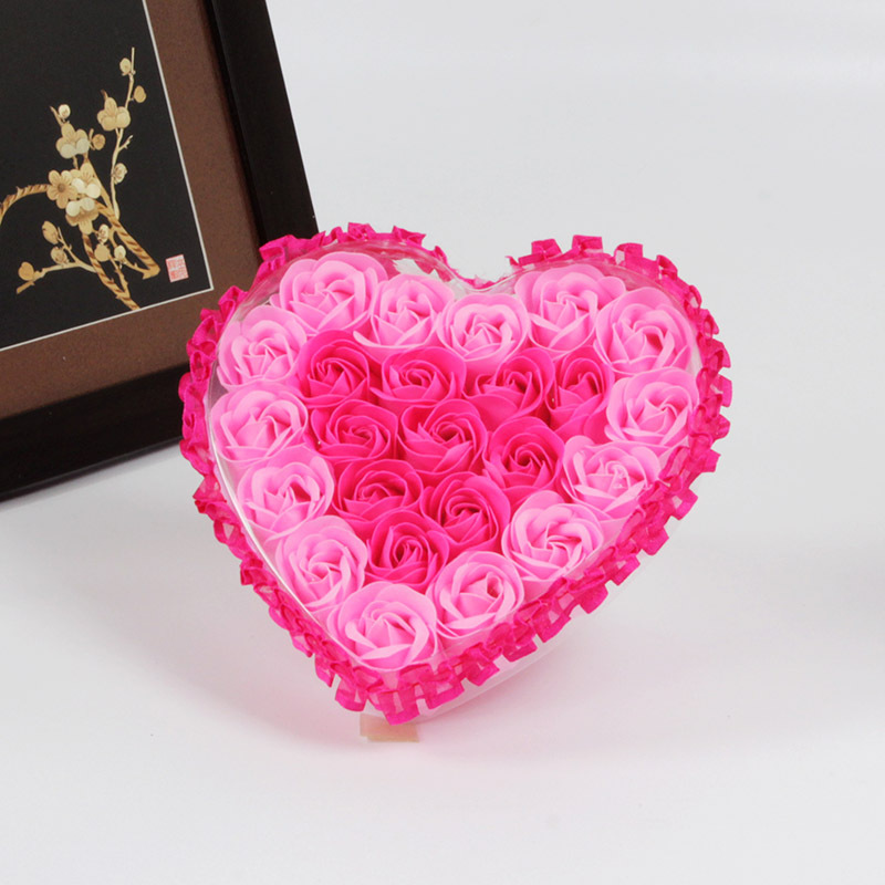 Valentine's Day 24 Heart-shaped Rose Soap Flower Gift Box Birthday Gift display picture 3