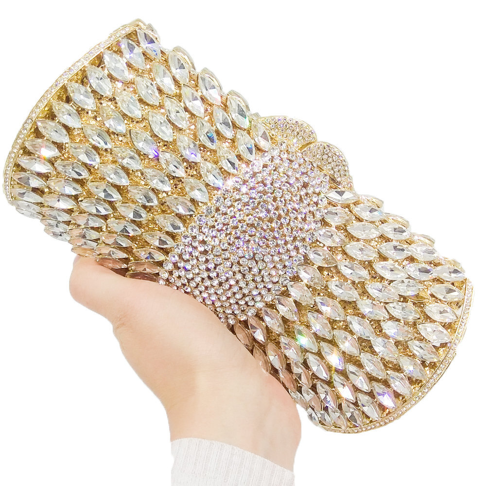 Diamond-studded Women's Bag Pillow-shaped Pure Color Gemstone Bag display picture 3