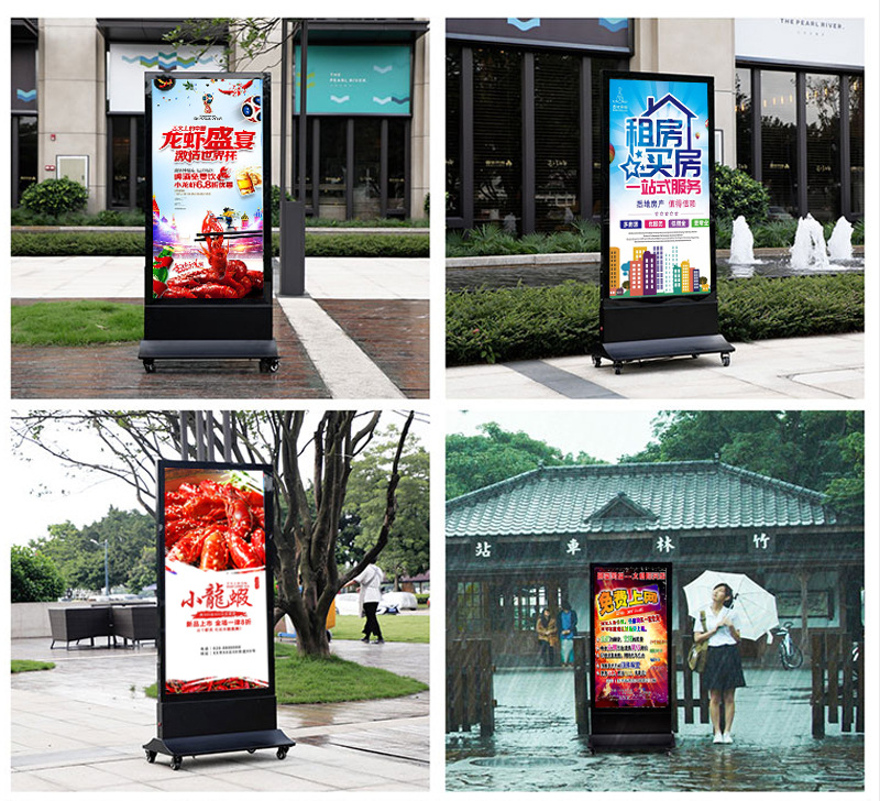 立式移动磁吸广告灯箱LED单双面落地式灯箱户外防雨防风广告牌-阿里巴巴
