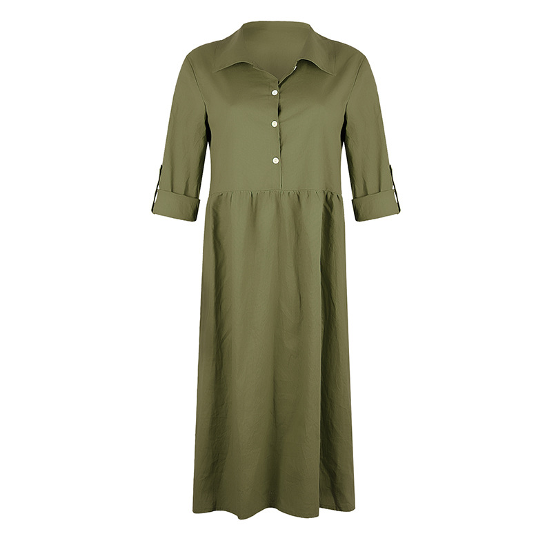 new women s loose button mid-length dress  NSKX6215