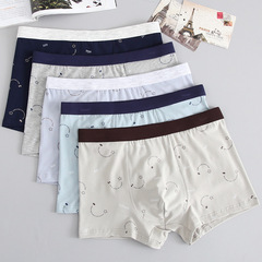 Stylish cotton men's underwear breathable printed large size men's straight leg pants mid-rise loose plus-size youth four-square pants