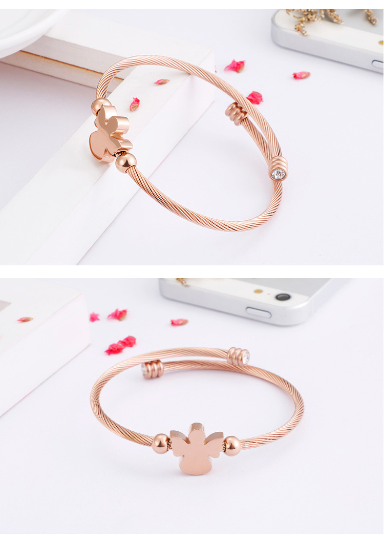 Kalen New Exquisite Titanium Ornament Japanese And Korean Style Simple Angel-shaped Zircon Bracelet Three Colors Optional display picture 4