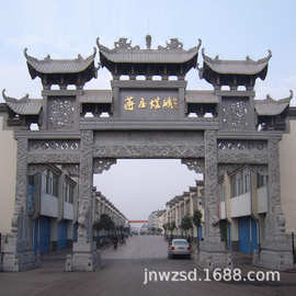 2019新款祠堂石质大门加工厂 大型寺庙三门石造牌坊图片及价钱