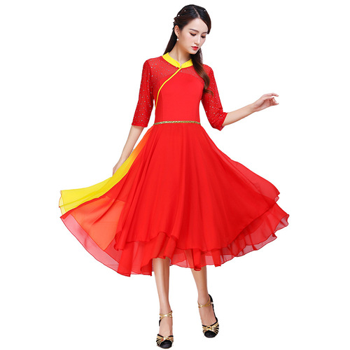 2019 New Arrival Ball-Gown Performance Outfit: Plus-Size Dance Dress for Square Dancing & Middle-Aged/Senior Performances