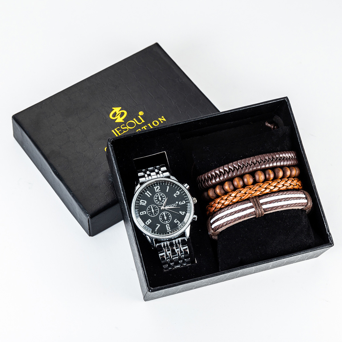 Pánské křemenné hodinky se sadou náramků pro muže_voghion.com