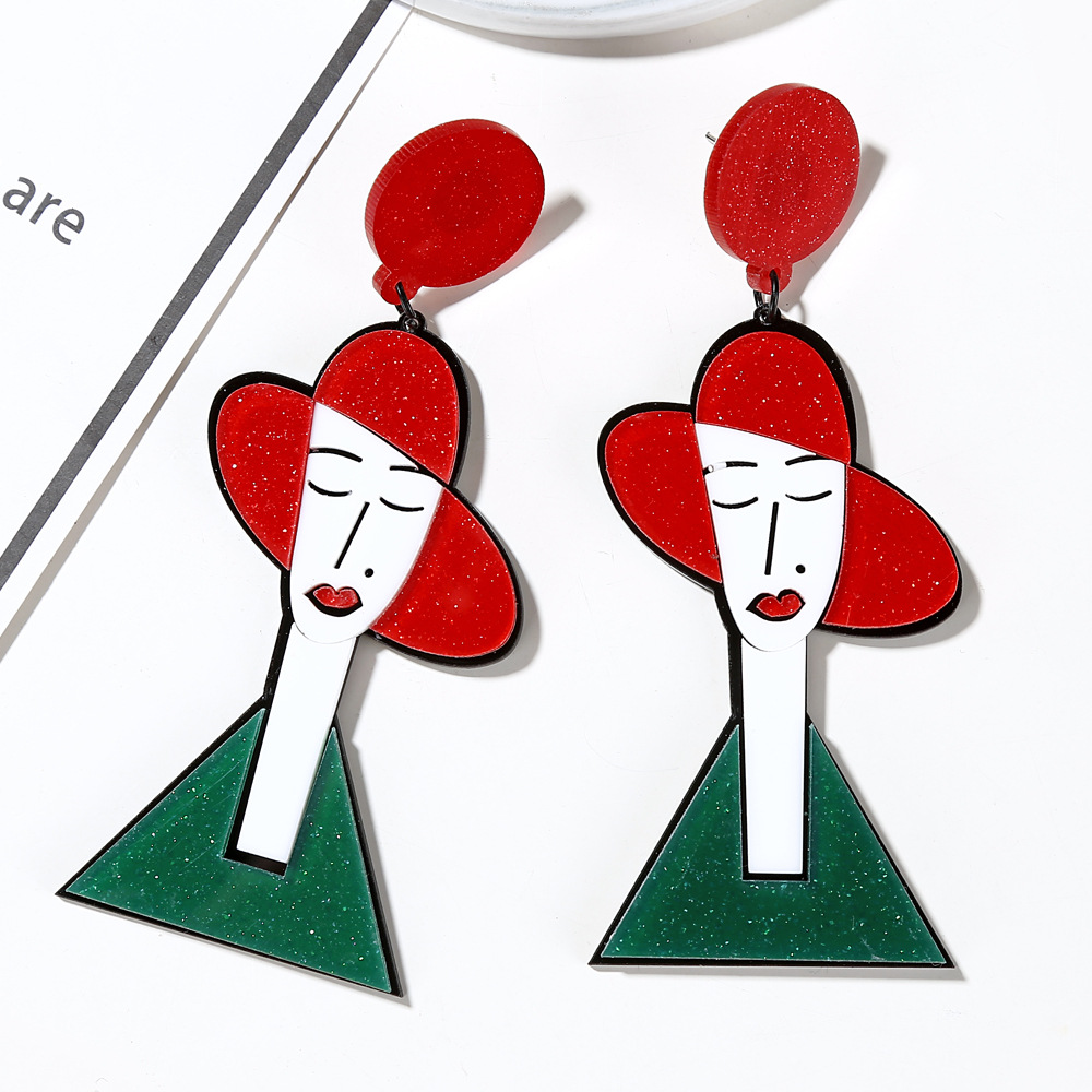 New Retro Woman Wearing Acrylic Earrings Fashion Temperament Earrings display picture 2