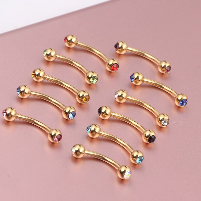 316L Surgical Steel Eyebrow Rings Small Bone Earrings for Ear Eyebrow Piercing Jewelry Gold Fashion OL Style detail image 7