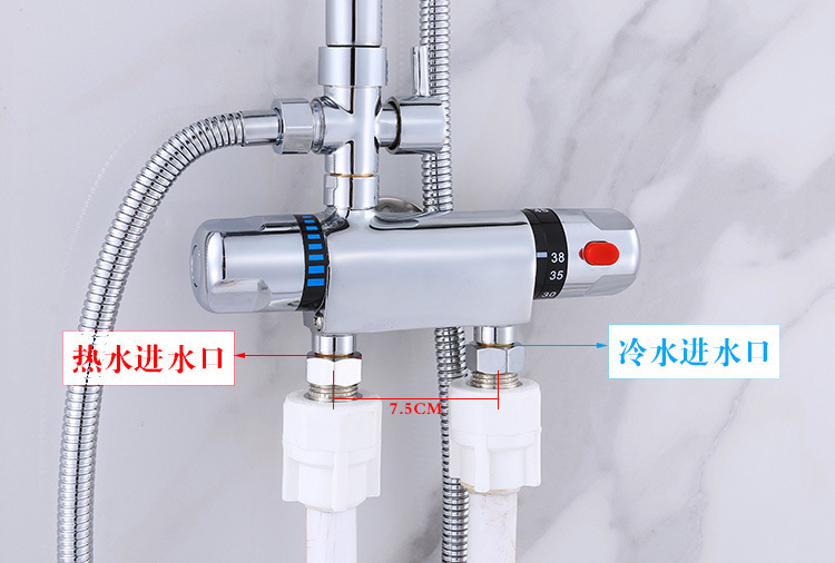 Original manufacturer's exposed alloy constant-temperature mixing valve faucet, bathroom rain shower head, automatic warm water control valve set full figure
