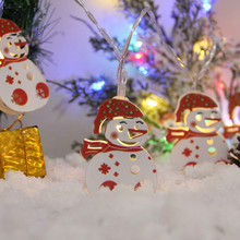 跨境ins聖誕節燈串led鐵藝彩繪鈴鐺麋鹿電池盒燈串節日派對裝飾燈