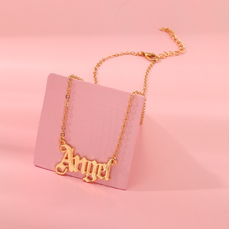Fashion simple wind letter Angel necklace popular personality angel clavicle chain